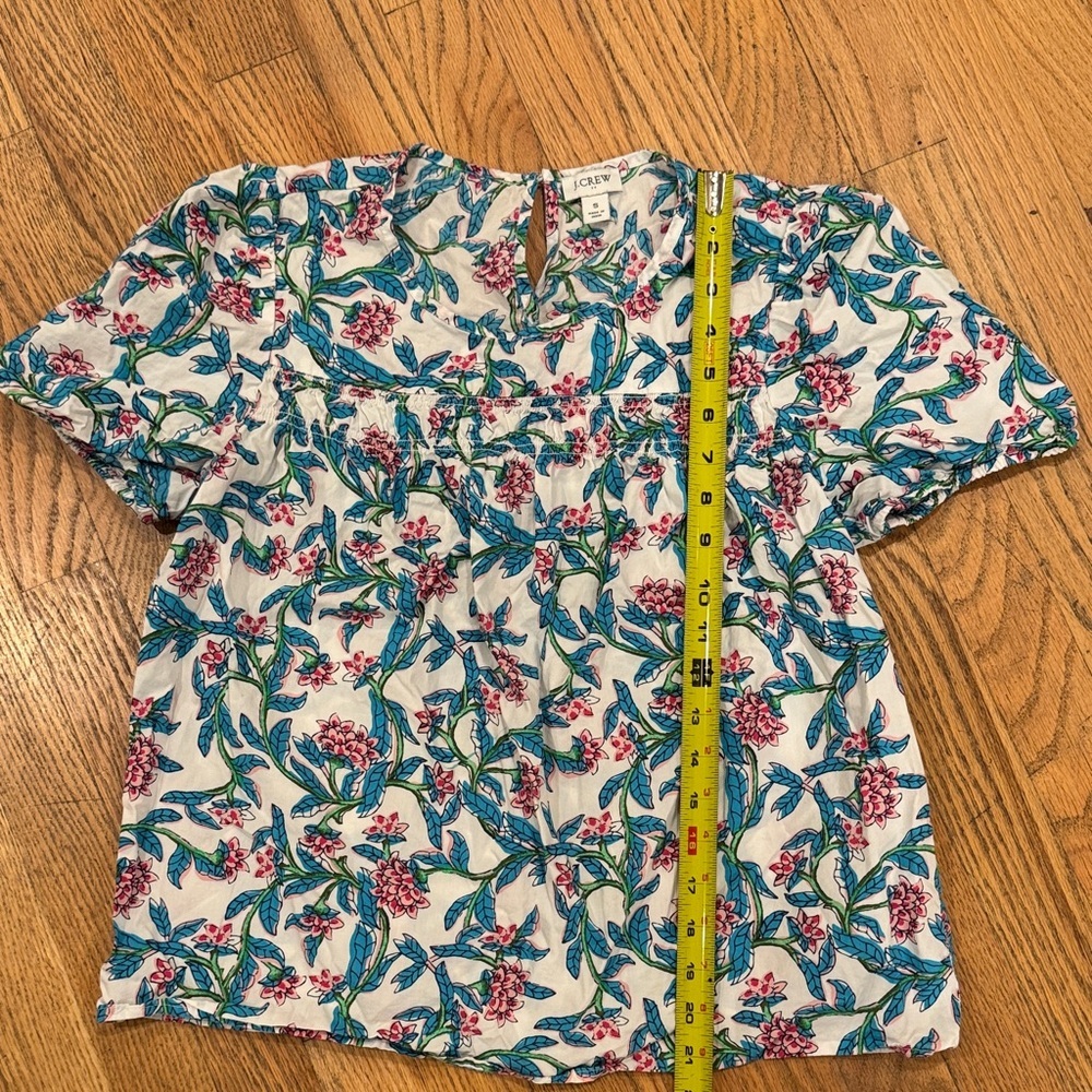J. Crew Floral Print Blouse in Blue and Pink - Picture 5 of 10
